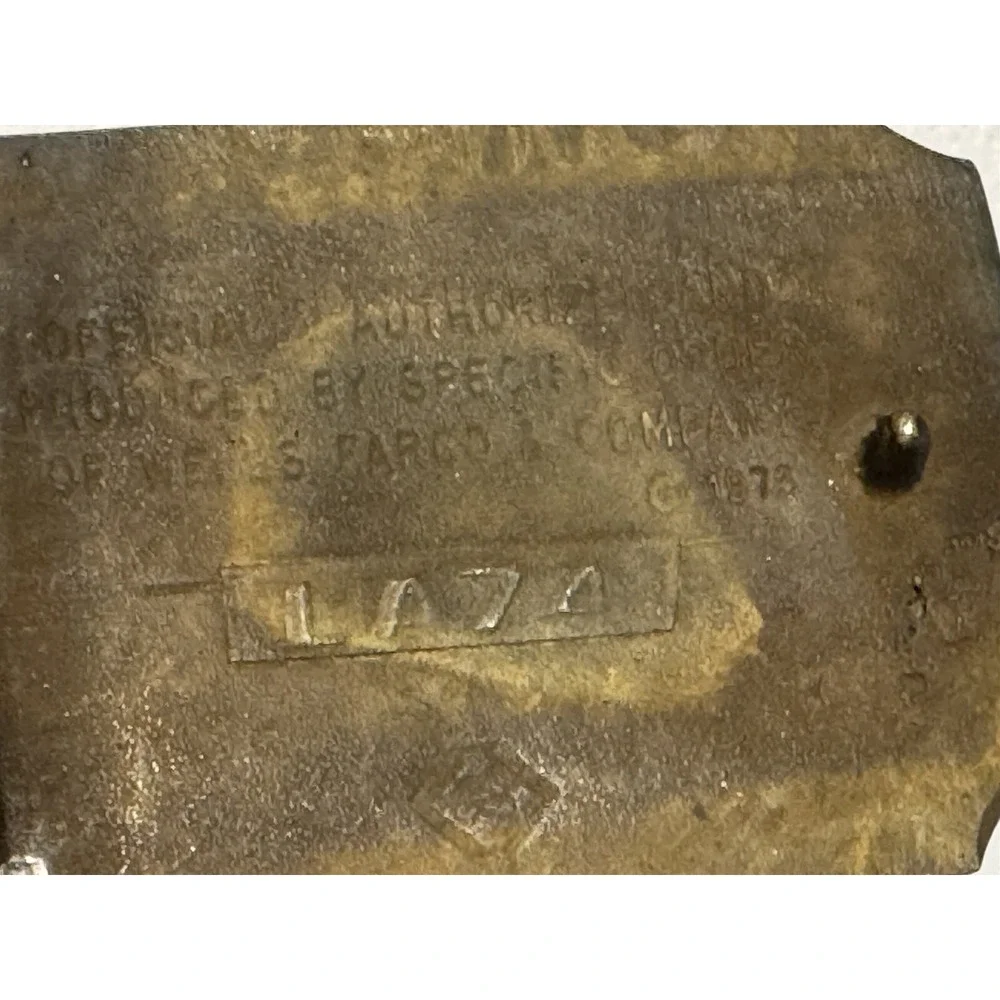Vintage‎ Wells Fargo & Co Stagecoach 1973 Belt Buckle And Leather Belt Numbered